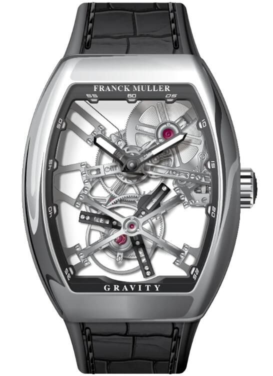 Best FRANCK MULLER Vanguard Gravity Skeleton Tourbillon Polished Steel V 45 T GR CS SQT (NR) (AC) (NR.BLC) Replica Watch